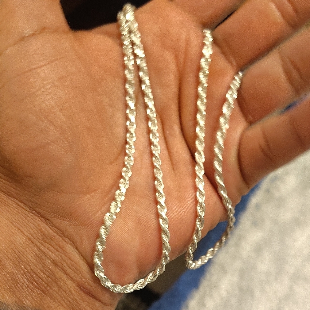 Silver Rope Chain Necklace - Silver - Picture 4 of 5